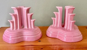Fiesta Ware Tripod Candle Stick Holder Beautiful Pink Color - Picture 1 of 4