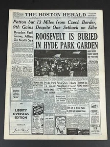 WW2 Boston Herald Newspaper April 16 1945 Roosevelt Russian Ukrainian Troops +++ - Picture 1 of 12