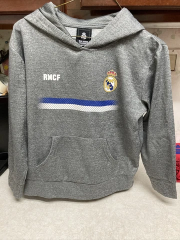Real Madrid RMCF Soccer Gray Hoodie Size Youth Medium #7 On Back Cover