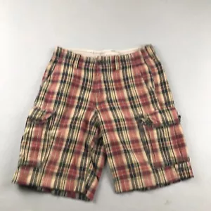 American Eagle Shorts Mens 32 Red Plaid Cargo Cotton * - Picture 1 of 10
