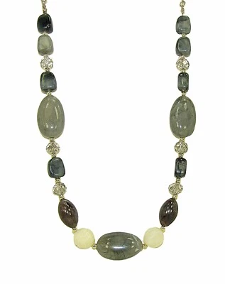 Elegante Collar de Cuentas Multicolor Gris y Blanco con Cuentas de Vidrio y Acrílico Nuevo Foto 1 de 4