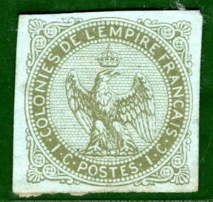 Estampilla 1c de FRANCE COLONIAS como nueva MNG 1859 {cubiertas de Samwells} YGREEN126 - Imagen 1 de 6