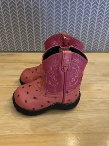 Roper pink leather western boots for baby Sz 2 - Picture 1 of 8