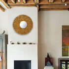 Living Room Straw Weaving Wall Mirror Retro Woven Wall Hanging Mirror Gold Cm