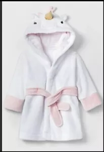 Cloud Island Unicorn Hooded Robe 6-9 month Baby Pink White Gold Horn bathrobe - Picture 1 of 3