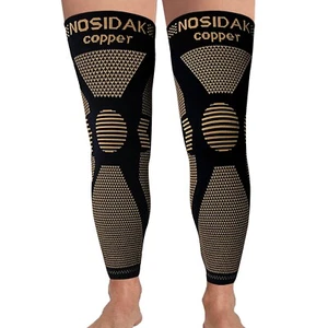 Full Leg Compression Sleeve (Pair), Copper Knee Sleeves X-Large - Picture 1 of 5