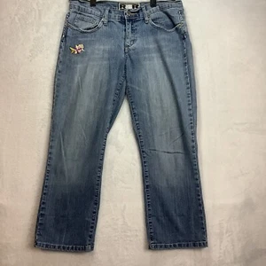 Rave R4R Jeans Capri Women's size 7 embroidered flowers stretch low rise - Picture 1 of 9