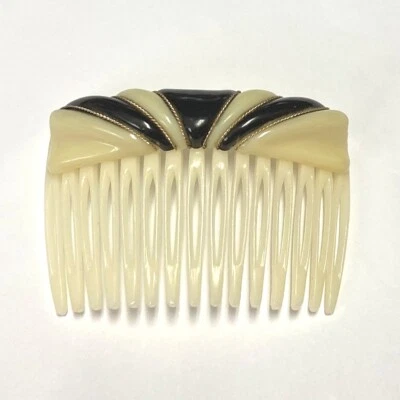 复古头发侧梳女式水晶珍珠色珠全新法国制造比利时 — 第 1/2 张图片