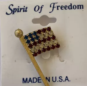 Spilla vintage Spirit of Freedom bandiera americana USA posta con strass - Foto 1 di 6