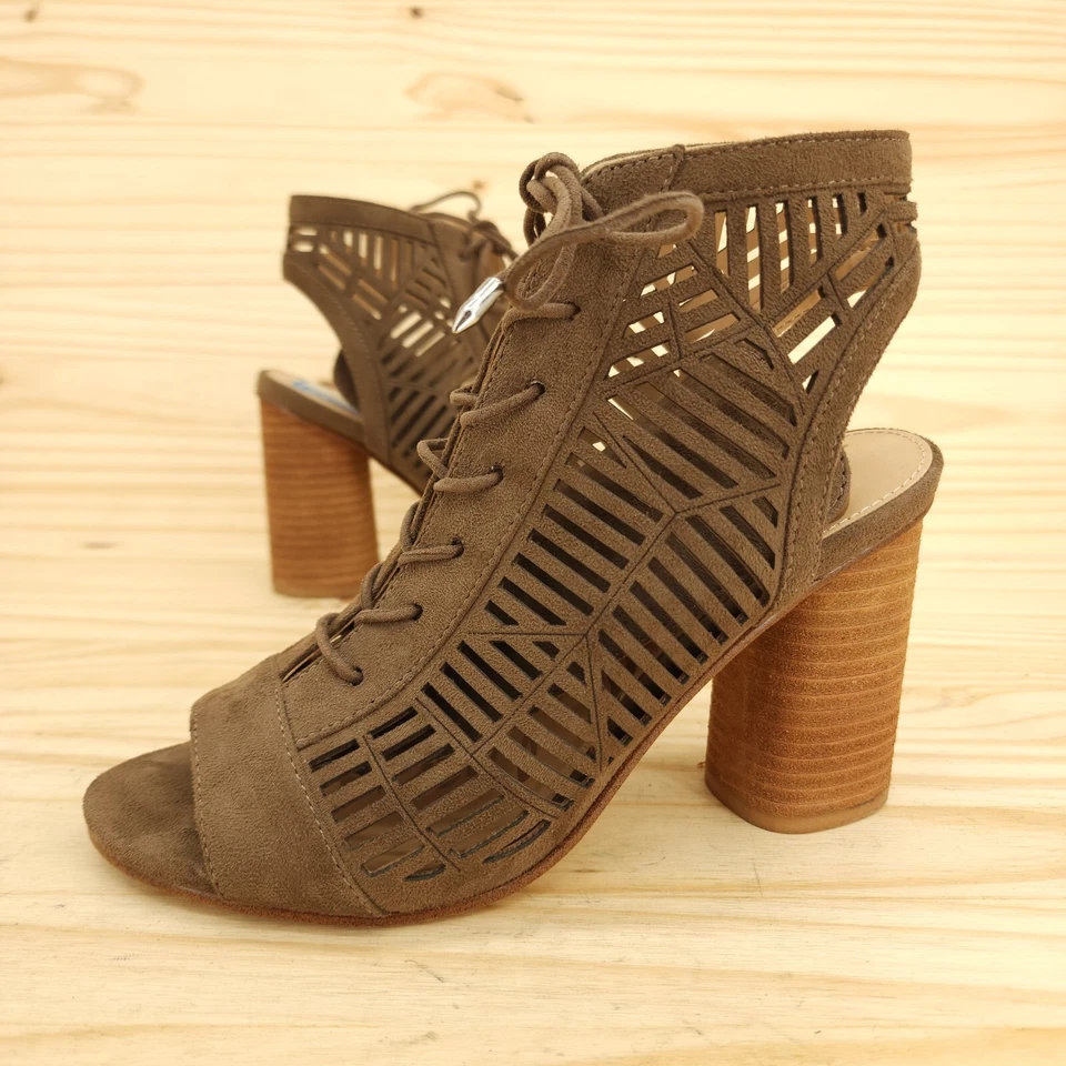 Sam Edelman Mujer Botines Sandalias 7 Marrón Tela Tacón Apilado Boho Western Zapatos Foto 1 de 4