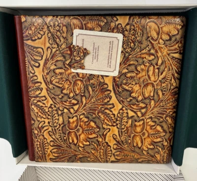 Vero Cuoio Hand Crafted Leather Photo Album Italian 14x14" Tooled Floral Design - Image 1 of 4