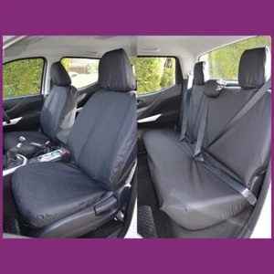 Fundas delanteras negras impermeables a medida + asientos traseros para Nissan Navara NP300 2016+ - Imagen 1 de 5