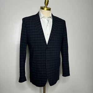 Johnston & Murphy Sport Coat Blazer M 38R Mens Gray Check Cotton Stretch - Picture 1 of 13