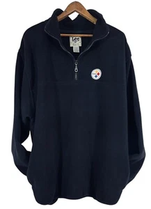 Pittsburgh Steelers Black 1/4 Zip Fleece Pullover Lee Sport Mens Size XL Vintage - Picture 1 of 13
