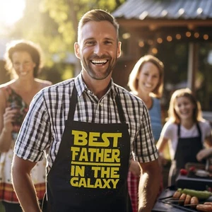 Best Father In The Galaxy Fun Fathers day BBQ Apron For Dad, Cooking Apron - Picture 1 of 3