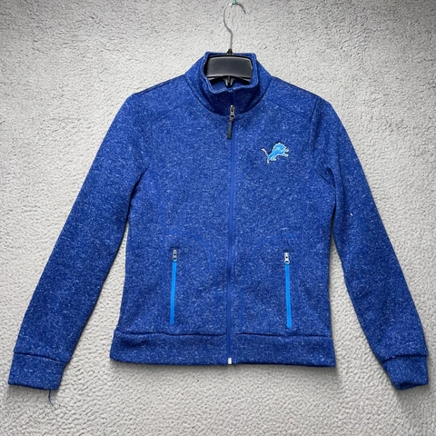 Detroit Lions Full Zip Sweater Womens Small NFL Team Apparel Zip Pockets NFL Cover