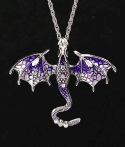 Drachen Halskette, lila Farbverlauf, Strass, 60 cm, neu - Bild 1 von 1