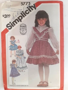Dress Prairie Girls 5 Simplicity Sewing Pattern 5773 Gunne Sax Western VTG UC - Picture 1 of 5
