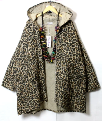 Moonshine Oversitze Steppmäntel Mantel  Kapuze  48 50 52 Gr 2 Leoprint Braun - Bild 1 von 2