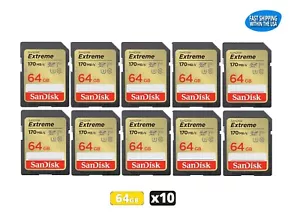 64GB Sandisk Extreme SD cards for Camera / Trail Camera / Computers (10 Pack) - Picture 1 of 6