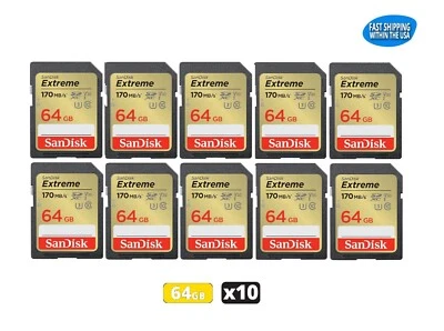 64GB Sandisk Extreme SD cards for Camera / Trail Camera / Computers  (10 Pack) - Image 1 of 4