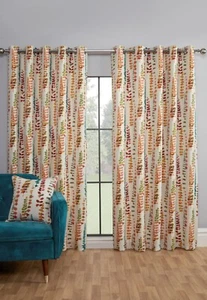 Par de cortinas forradas con ojales florales acuarela Sundour Santa Maria terracota - Imagen 1 de 34