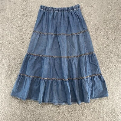 Falda midi vintage Jane Ashley para mujer mediana vaquera occidental rodeo denim en capas Foto 1 de 4