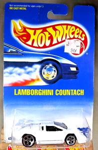 1991 Hot Wheels Blue/White Card Collector #232 LAMBORGHINI COUNTACH White w5Dots - Picture 1 of 5
