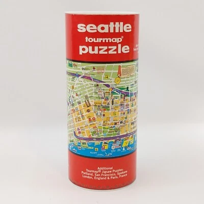 Vintage SEATTLE TOURMAP Puzzle 300 Pieces Cardboard Cylinder 1997 Brand New - Image 1 of 4
