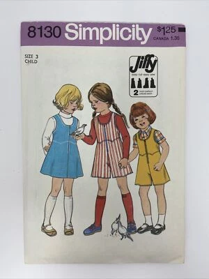 1977 Simplicity 8130 Childs Jiffy Jumper Pattern UNCUT Unused Size 3 - Image 1 of 3