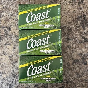 Lot 3 Coast Bar Soap with Moisturizing Aloe Emerald Burst The Eye Opener NEW - Picture 1 of 2