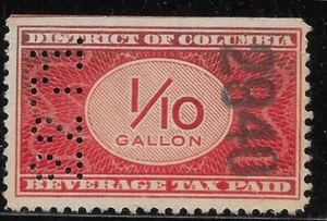 1934 US District of Columbia Beverage Liquor tax REVENUE 1/10 GALLON used - Picture 1 of 2