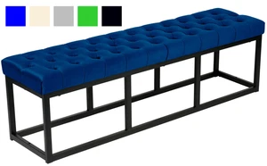 Sitzbank Polson Samt Schwarz Metallbank mit Samtbezug Polsterbank gesteppt - Bild 1 von 6