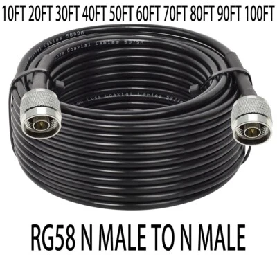 RG58 N MALE to N MALE connector Lot RF ham radio Jumper coaxial coax wire cable - Image 1 of 4