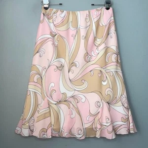 Pastel Y2K Size 14 Pink Pull On Midi Flare Skirt Romantic Easter Spring Fairy - Picture 1 of 9