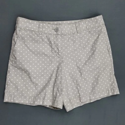 Pantalones Cortos Loft Ann Taylor Mujer 6 Tiro Medio Chino 5.5" Entrepierna Lunares Sarga Beige Foto 1 de 4