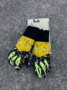 Nike Lab ACG Gloves Shield Running Yellow Black Stretch Tech $60 Womens Size L - Picture 1 of 5