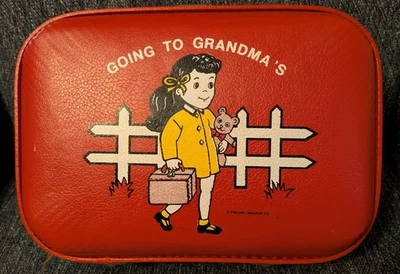 Girl Child's Red Going to Grandma’s 60s Vintage Hard Shell Suitcase Luggage - Image 1 of 4