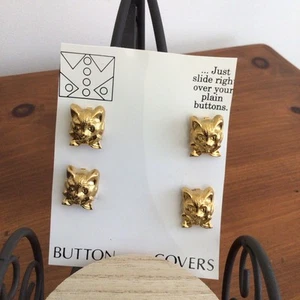 Vintage Gold Tone Animal Button Covers Set Of 4 Collectible - Picture 1 of 3