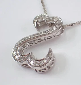 2Ct Rotondo Vero Moissanite Pendente a Cuore Aperto 14k Placcato Oro Bianco Free - Foto 1 di 3