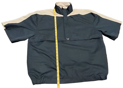 Men's Callaway Golf Sport Outerwear Brushed Oxford Blue/Beige 1/2 Zip Jacket LRG - Imagem 1 de 4