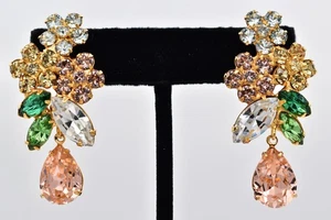 Jennifer Behr Ramo Gota Cristal Pendientes Punta Flor Firmado Bin1 - Imagen 1 de 16