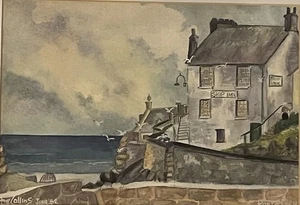 Collins - artista britannico ~ Porthleven ~ paesaggio della Cornovaglia - 1952 - The Ship Inn - Foto 1 di 14