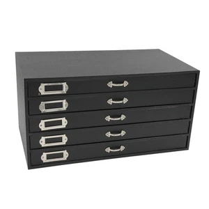 SSWBasics Jewelry Storage Organizer (Jewelry Box), Black Faux Leather 5-Drawer - Picture 1 of 2