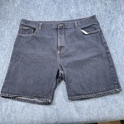 Faded Glory Shorts Mens 44 Black Denim High Rise Pockets 9" Inseam Flat Front - Image 1 of 4