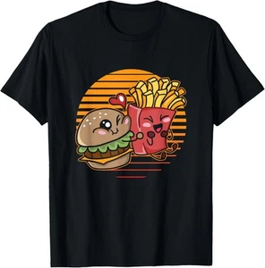 Food Lover Valentines Day Burger Fries Perfect Pair Feb 14 T-Shirt Hoodie - Picture 1 of 10
