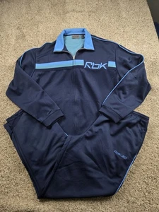 Vintage Reebok Track Suit 2XLT Mens Blue Baggy Fit Straight Leg Full Zip Y2K - Picture 1 of 17