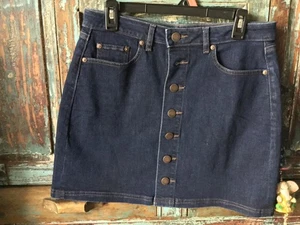 Falda vaquera con botones loft azul jean por encima de la rodilla talla 8 ¡excelente! Escuela Preppy - Imagen 1 de 6
