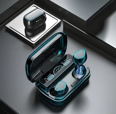 AURICOLARI BLUETOOTH 5.2 CUFFIE UNIVERSALI SENZA FILI WIRELESS SPORT POWERBANK - Immagine 1 di 4