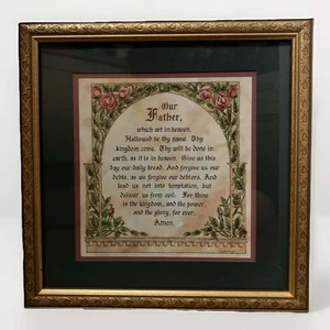 Vintage Home Interiors und Geschenk Vaterunser Vater Gebet 17 Zoll sq Glas - Bild 1 von 8